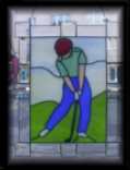 Tiffanytechnik - Golfer , ca. 30cm x 50cm